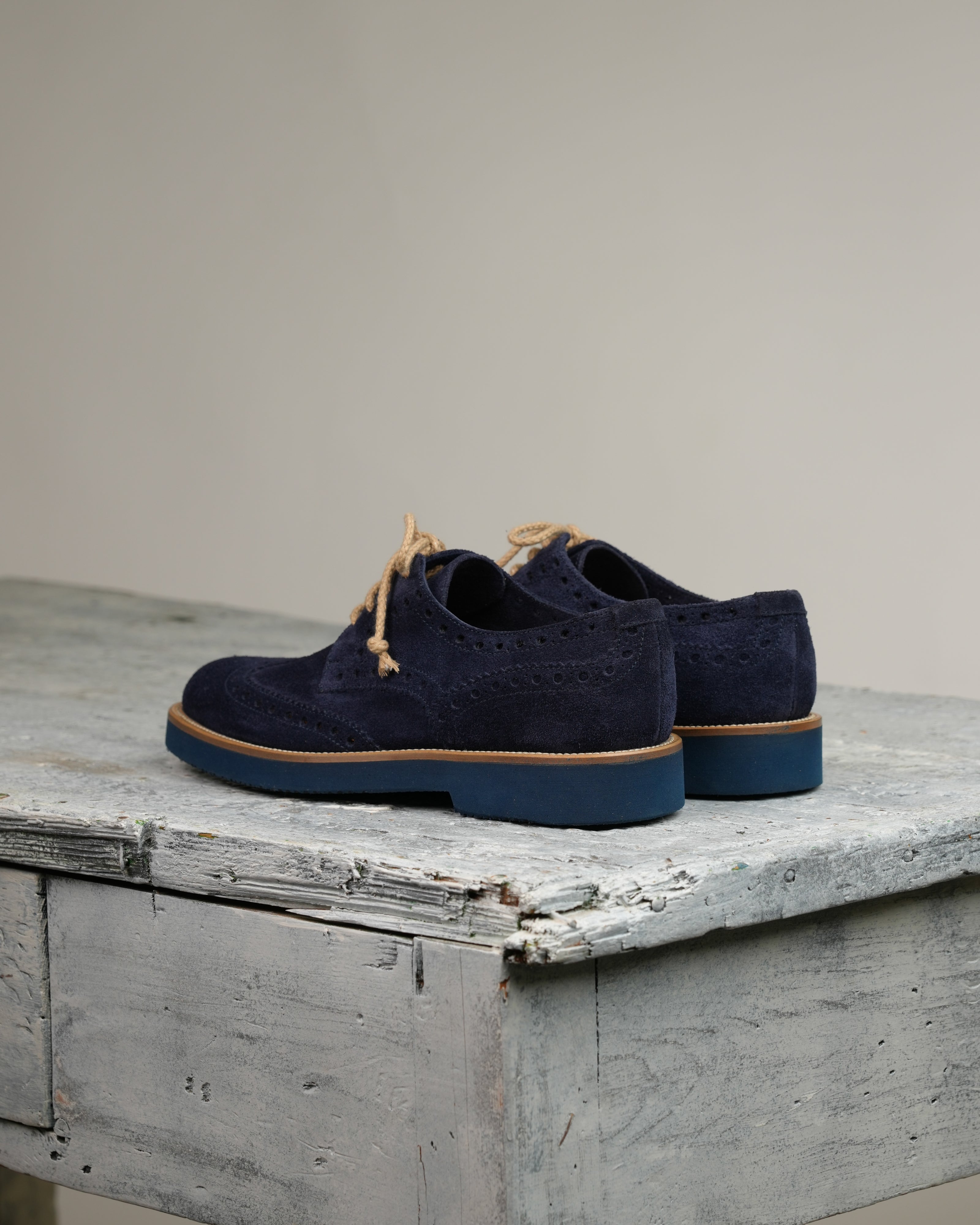 Ponente – Oxford brogue in camoscio blu