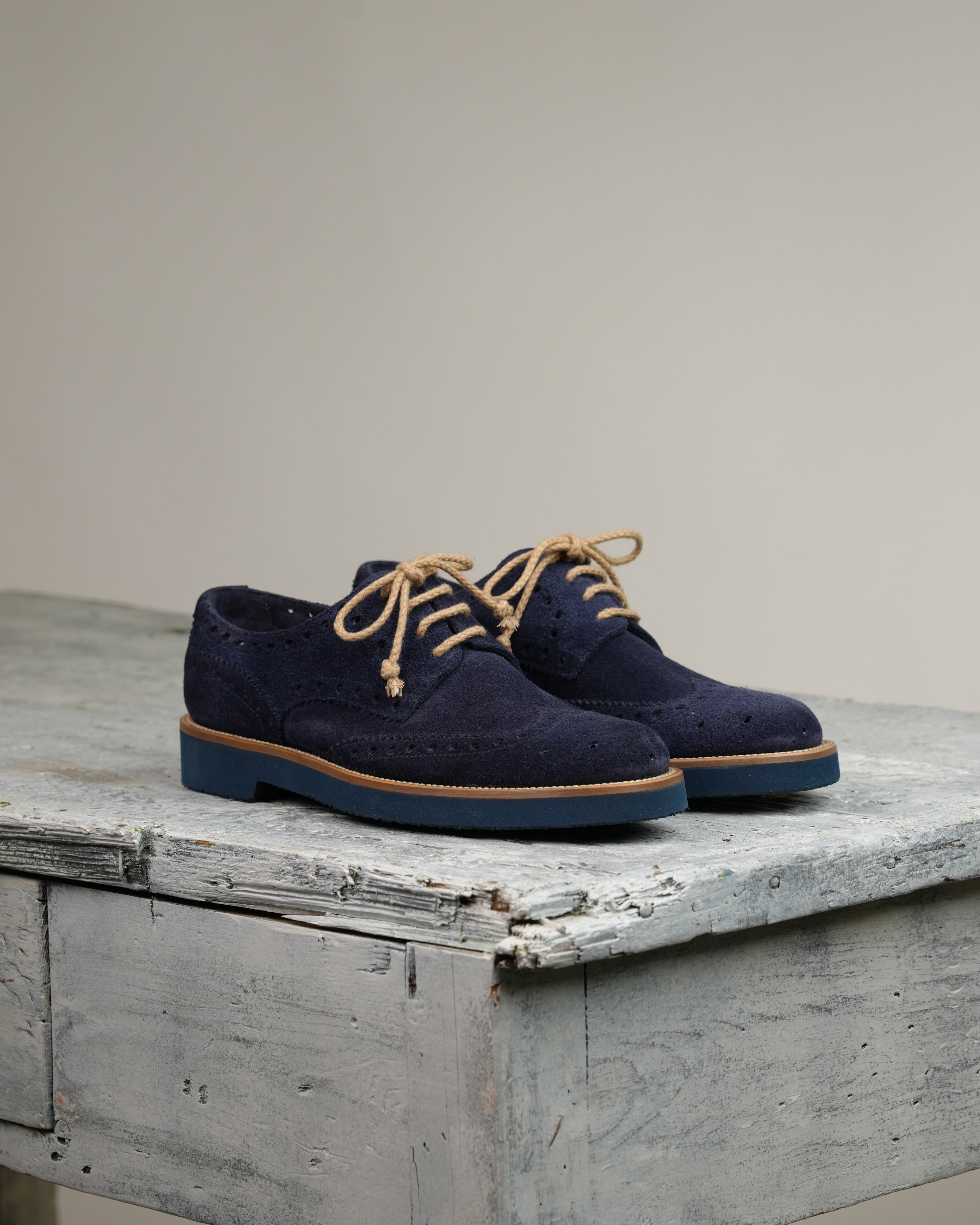 Ponente – Oxford brogue in camoscio blu