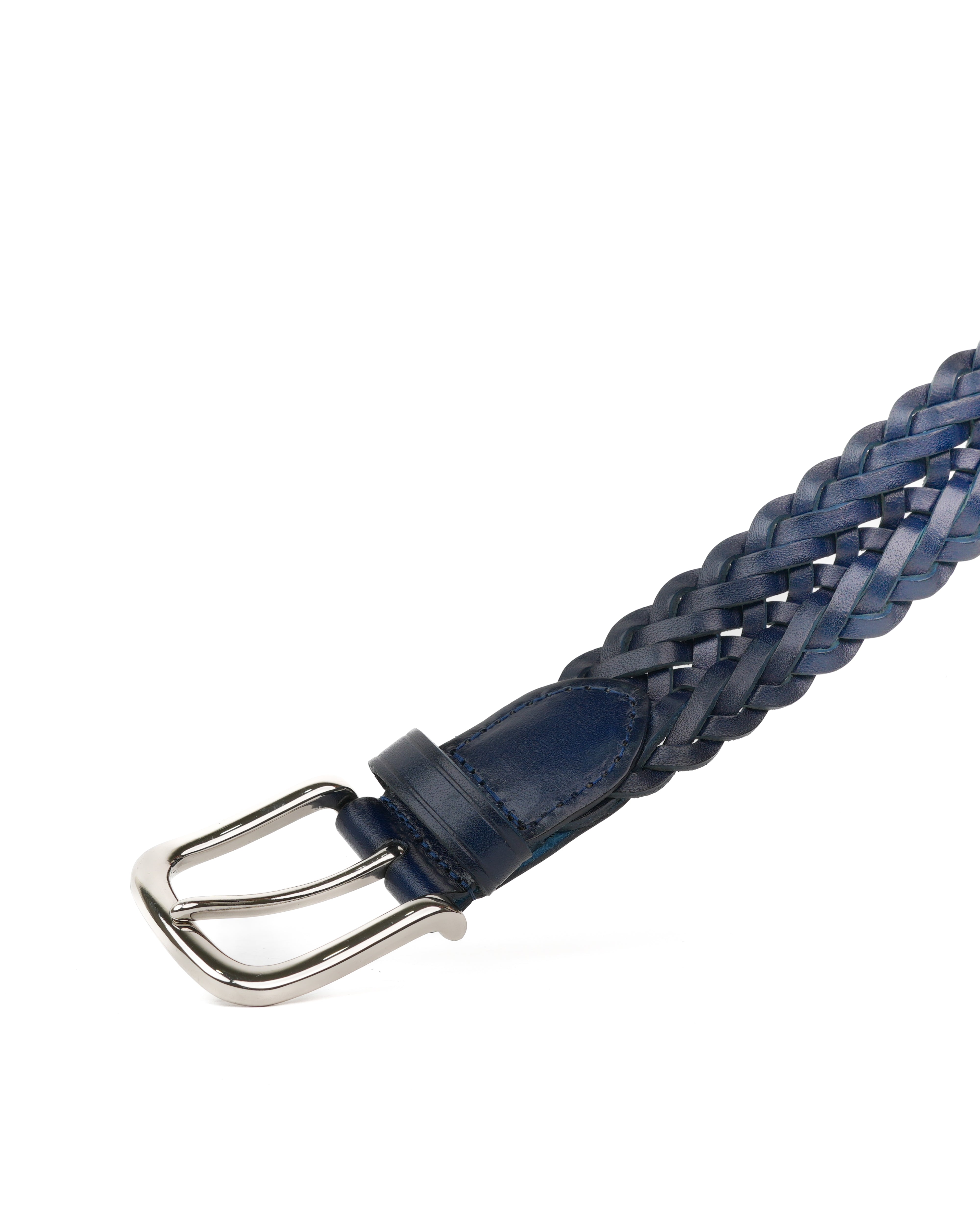 Cinturón de cuero trenzado azul marino hecho a mano – Shalapi Italia