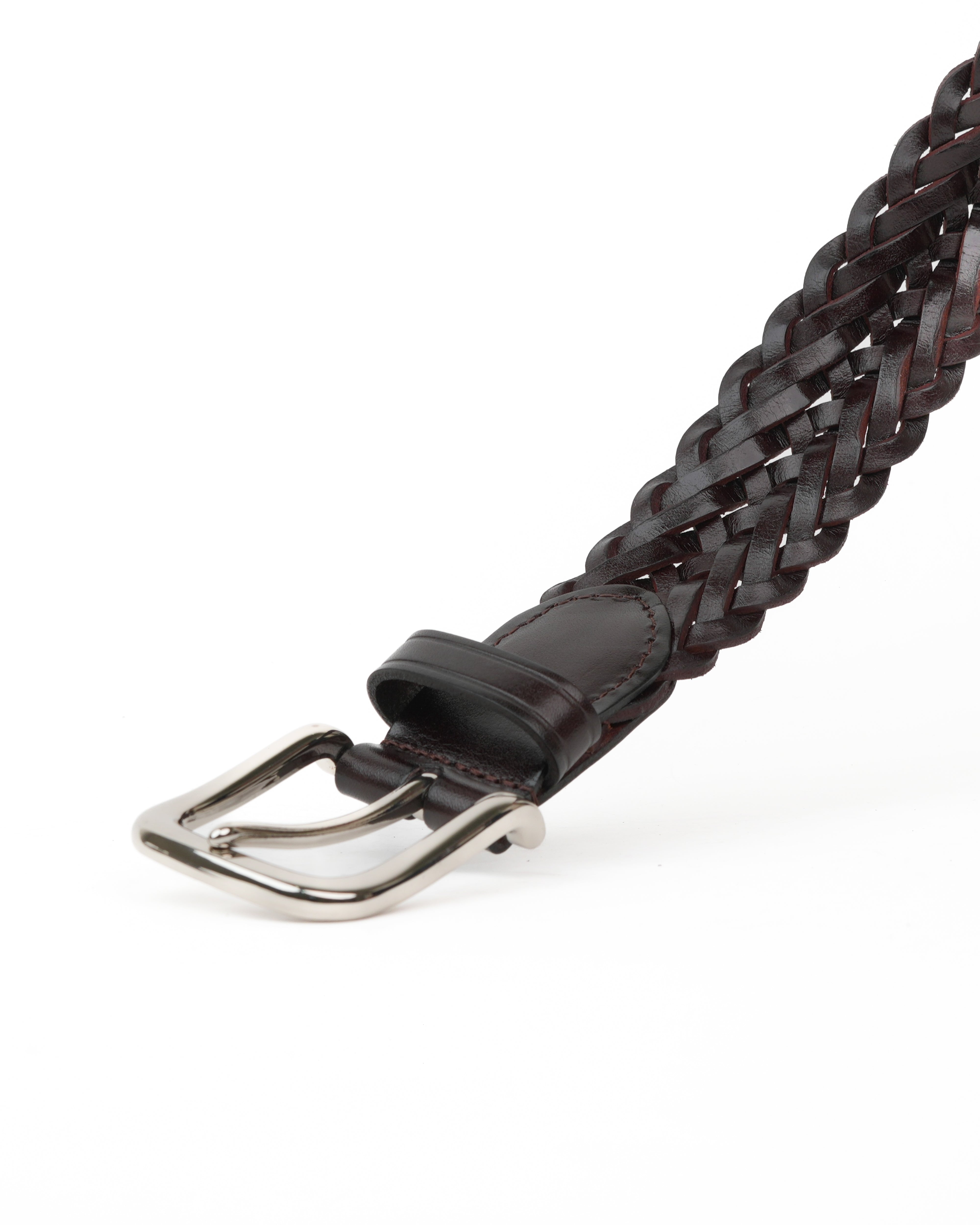 Cinturón de cuero trenzado marrón hecho a mano – Shalapi Italia