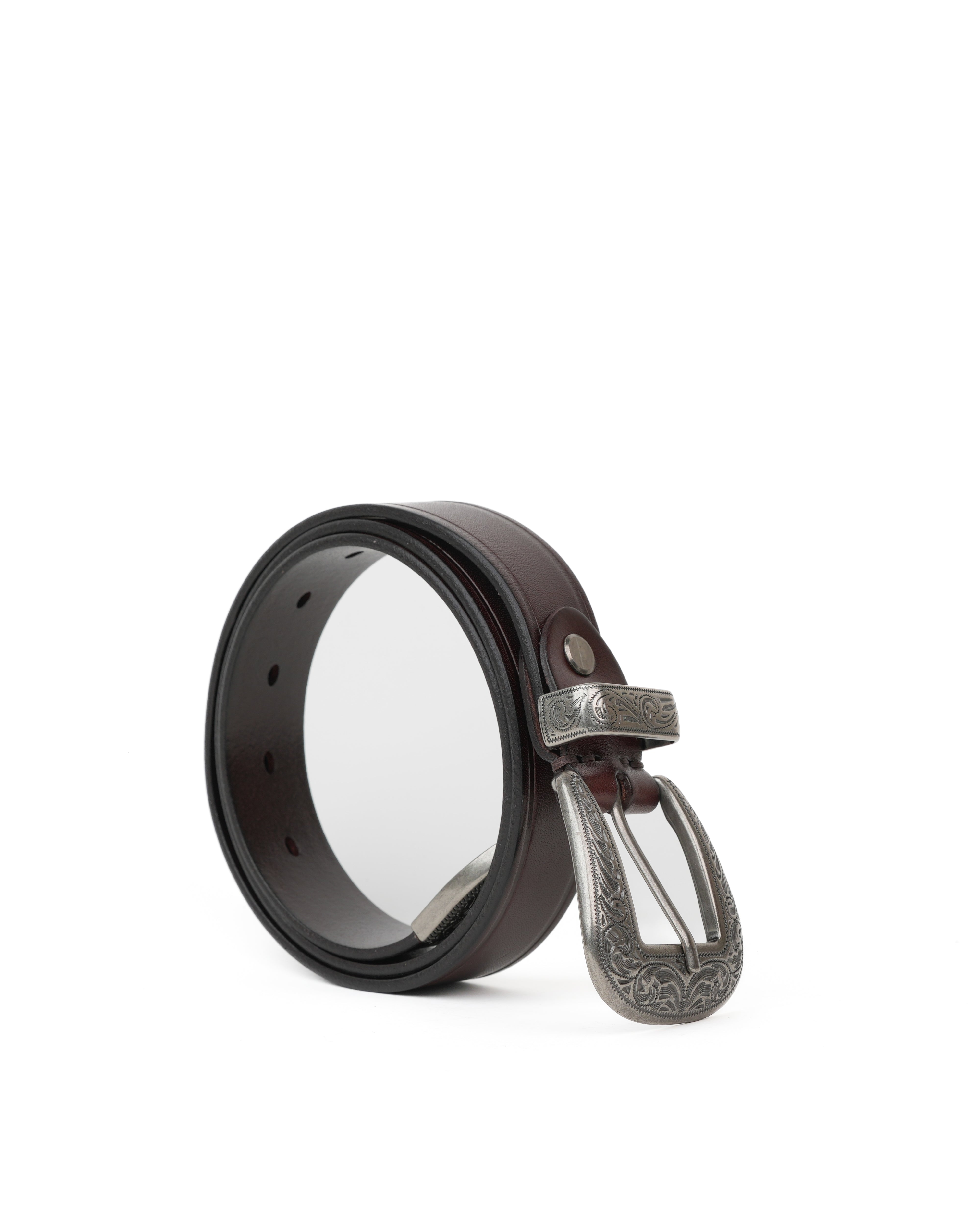 Cinturones de piel auténtica SHALAPI en color marrón oscuro