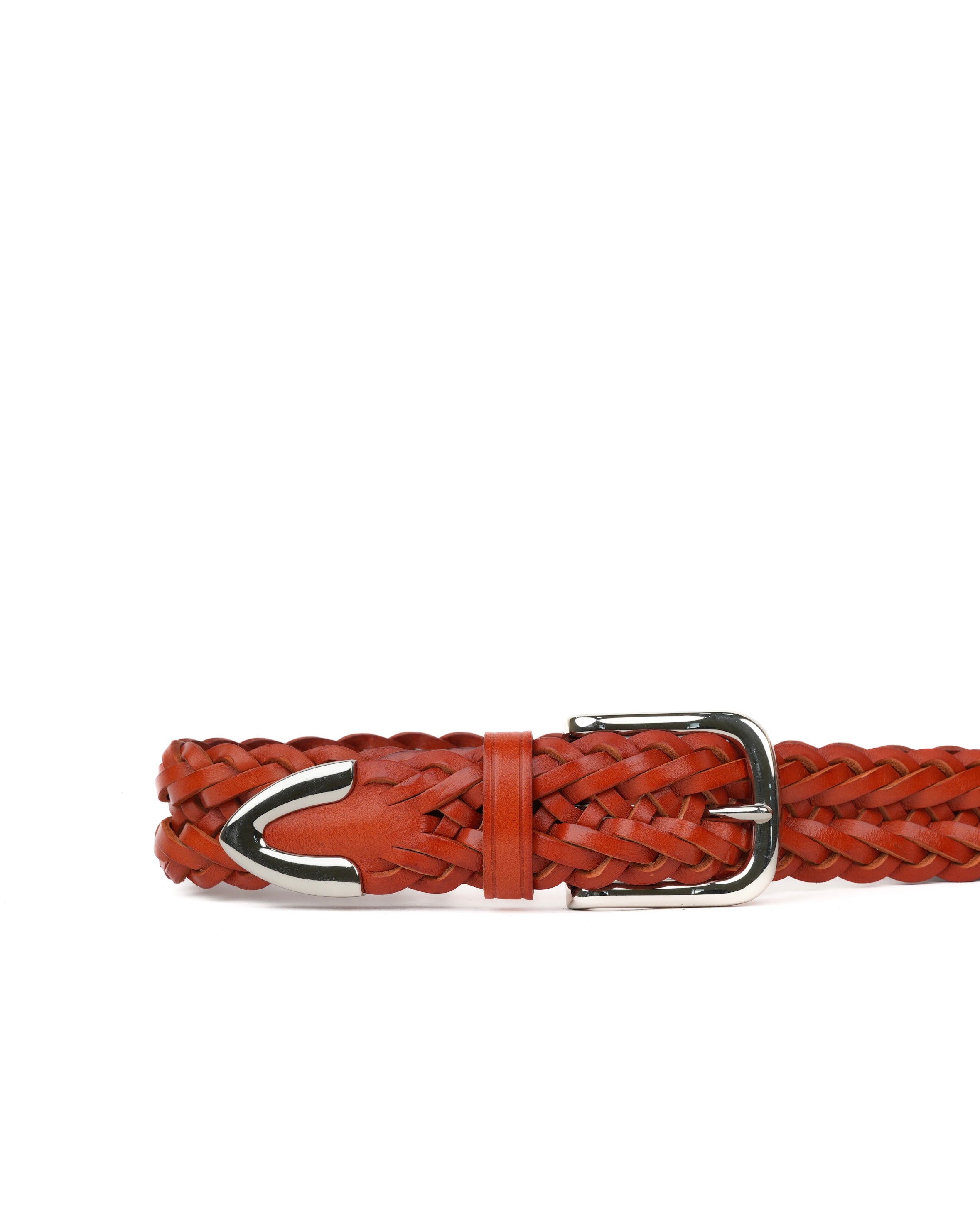 Cinturón de piel trenzada color camello hecho a mano – Shalapi Italia