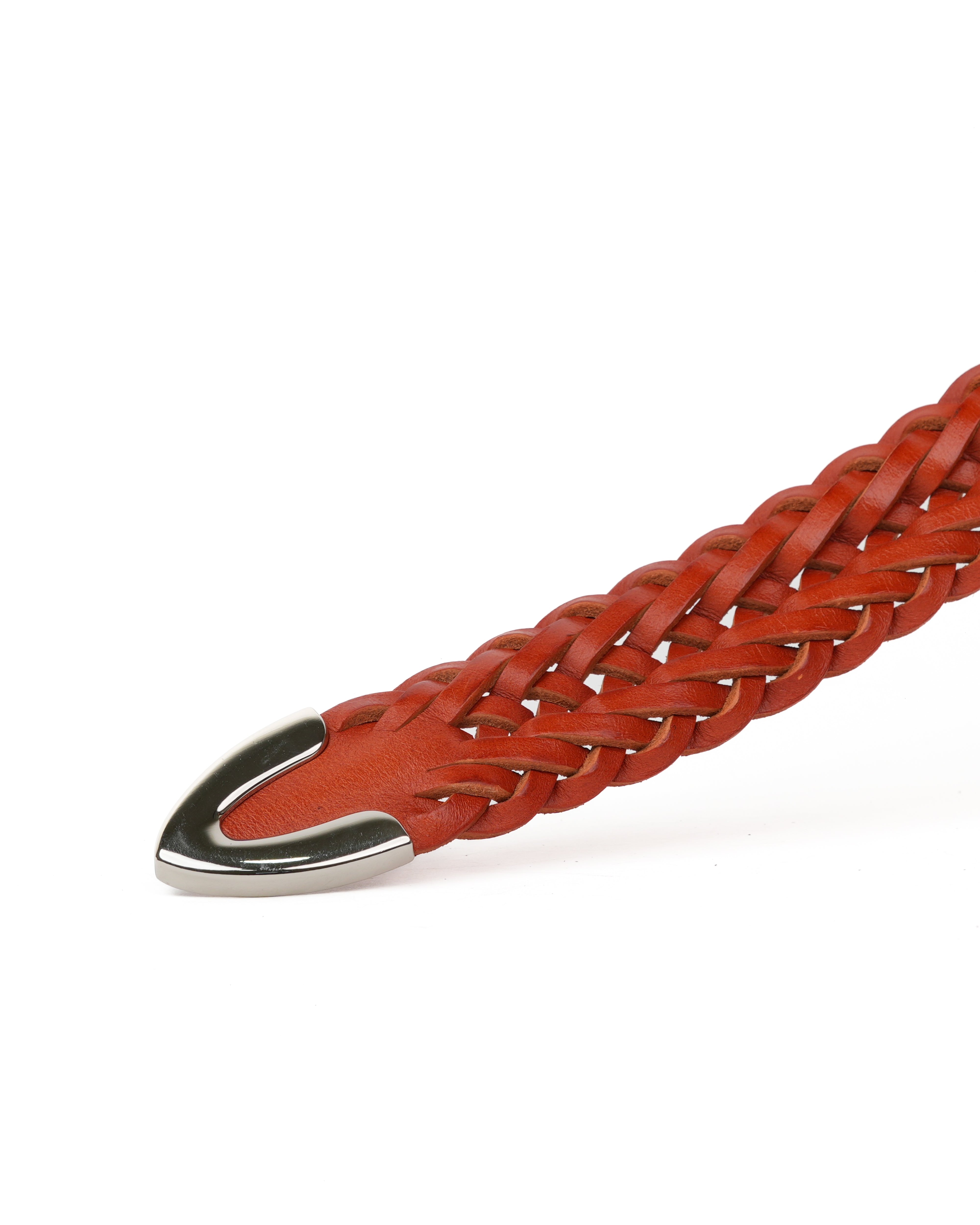 Cinturón de piel trenzada color camello hecho a mano – Shalapi Italia