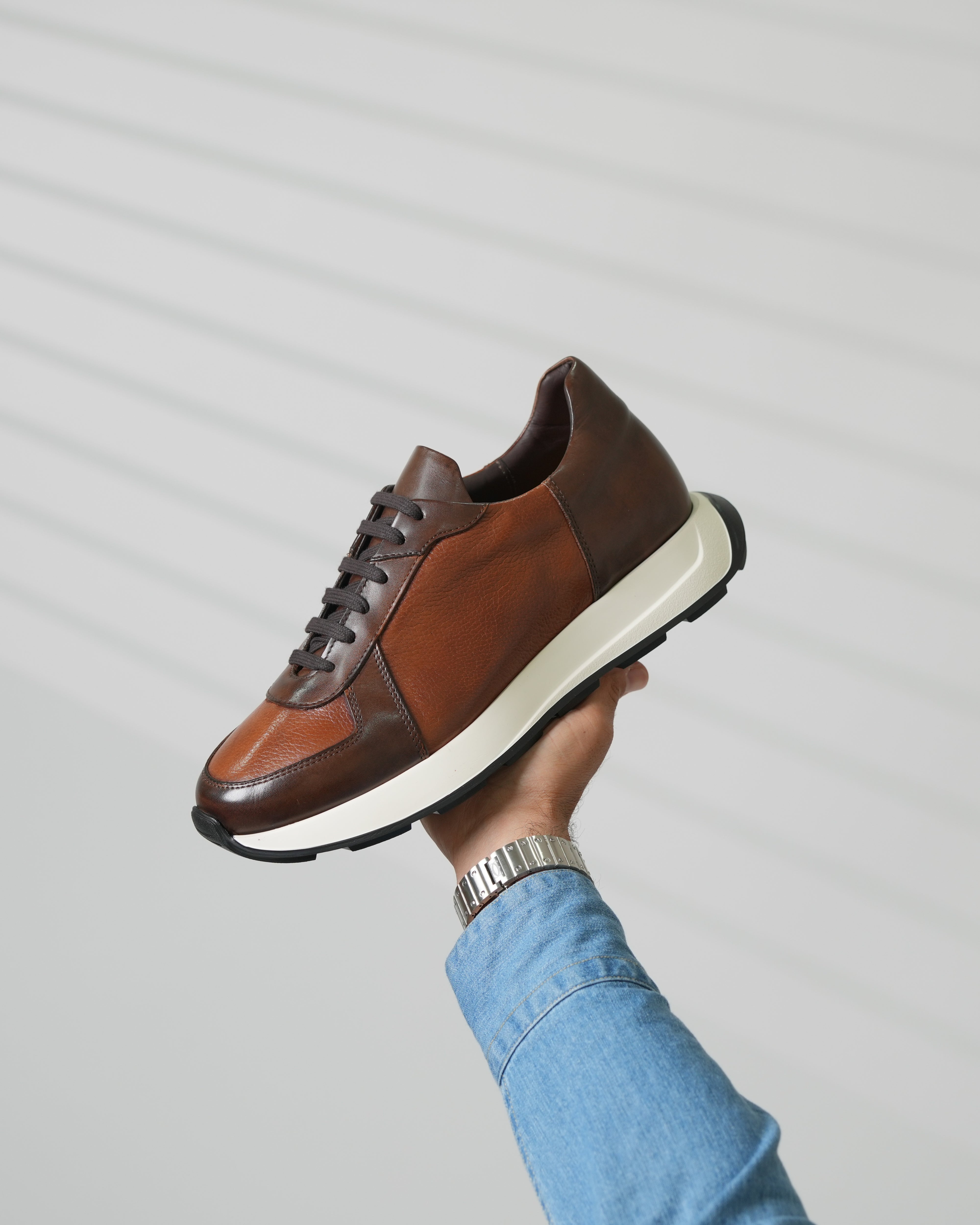 Zapatillas de lujo SHALAPI Milano 1.1 para hombre en color camel