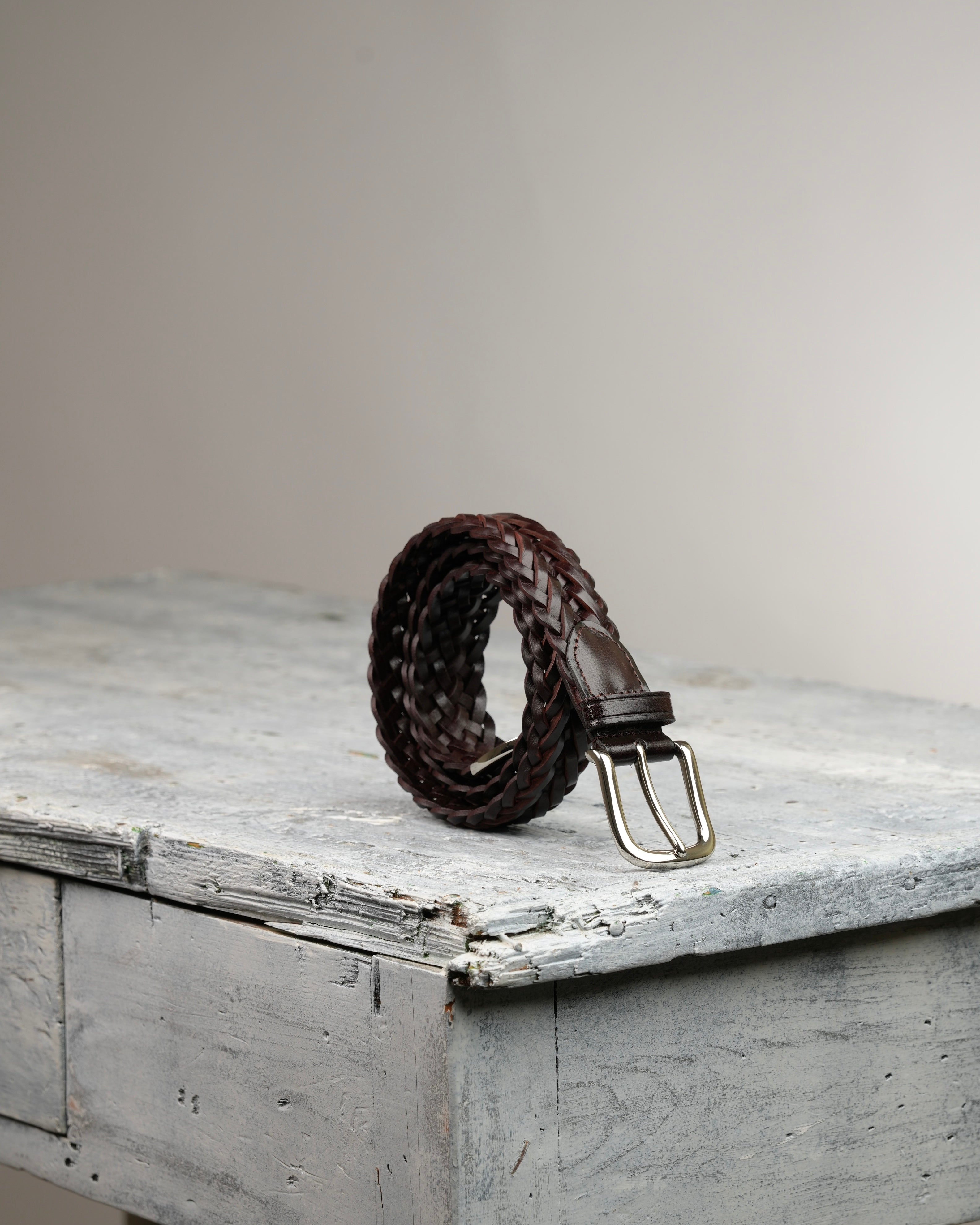 Handmade Braided Leather Belt in brown – Shalapi Italy