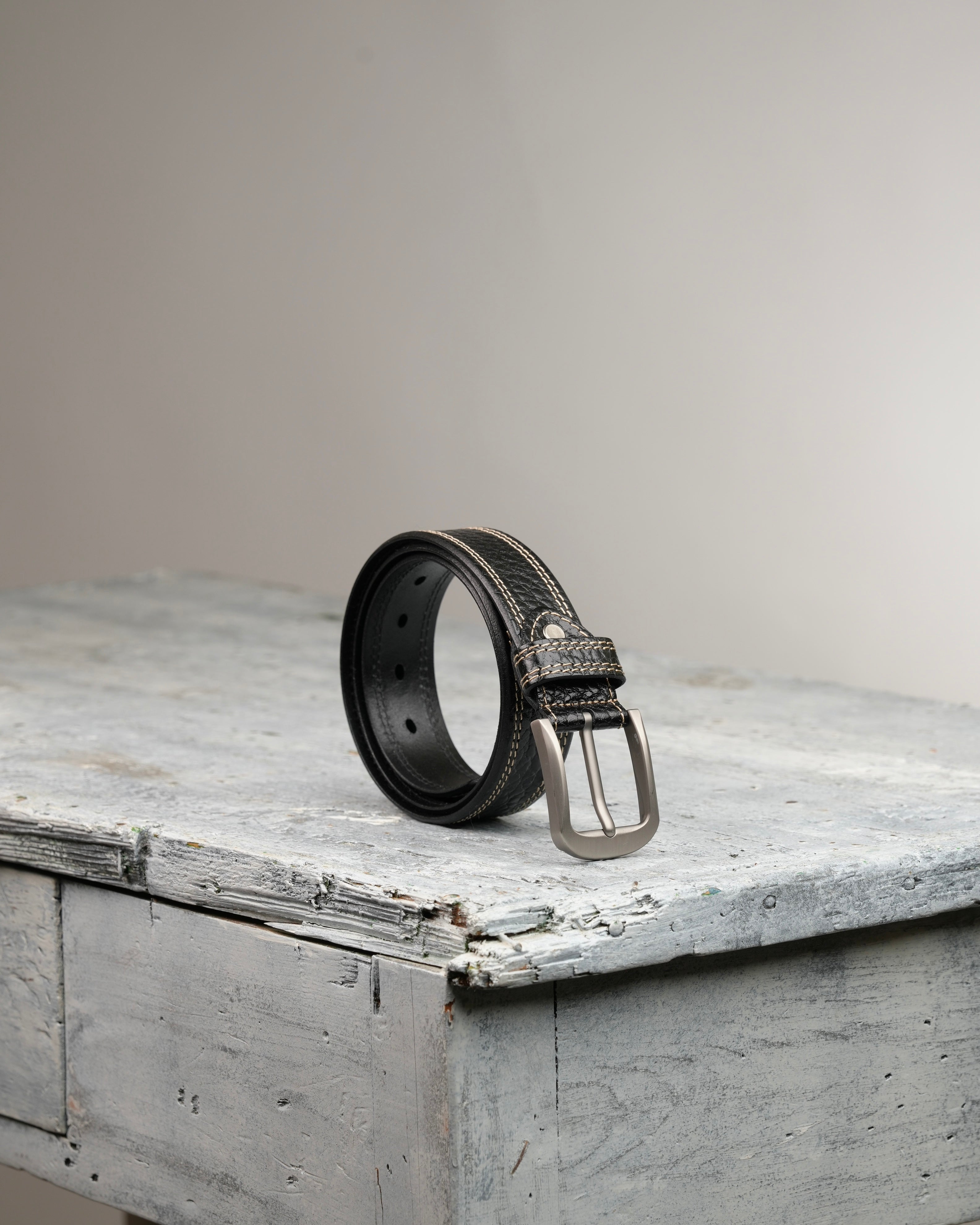 SHALAPI Genuine leather belts for jeans in black
