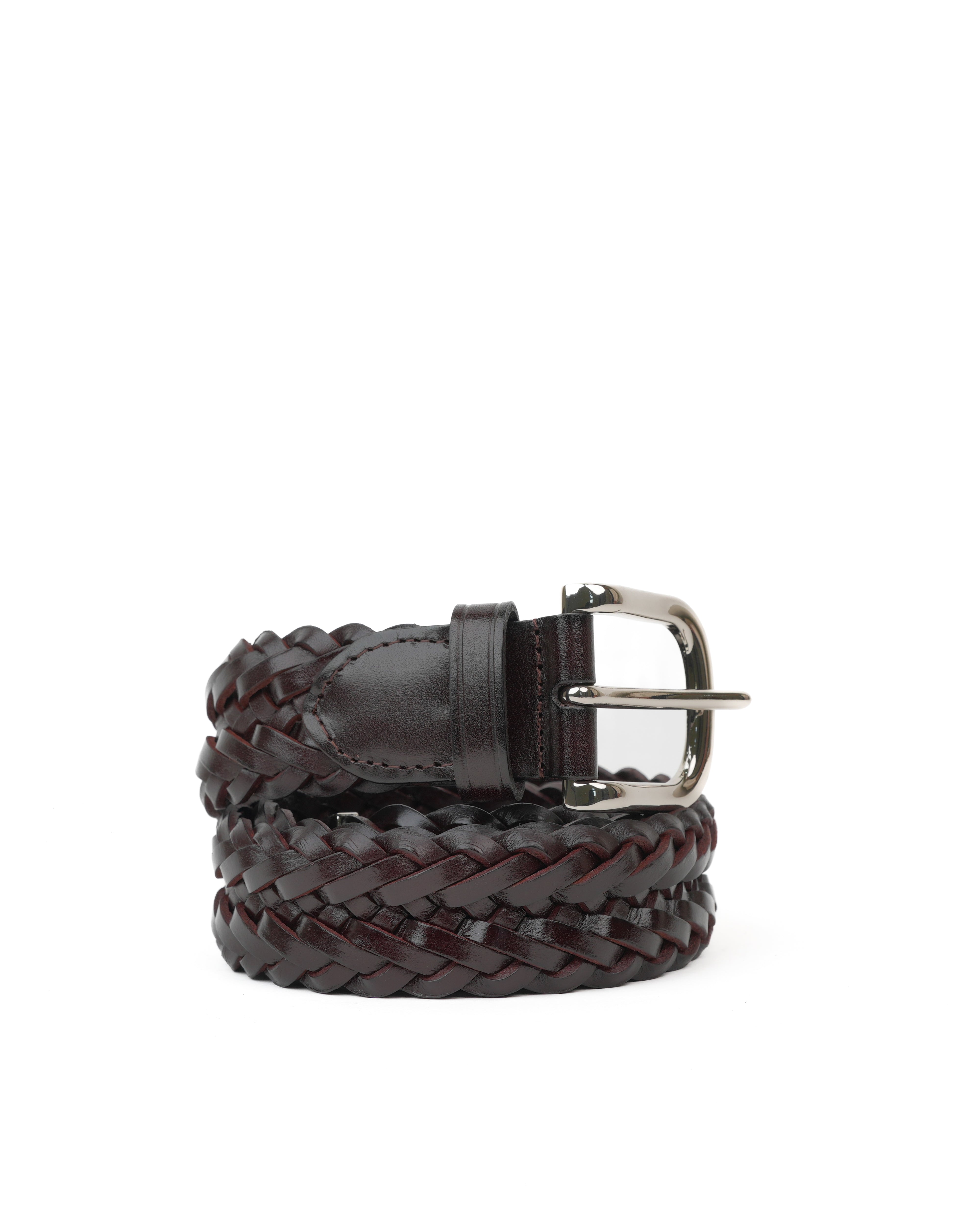 Cinturón de cuero trenzado marrón hecho a mano – Shalapi Italia