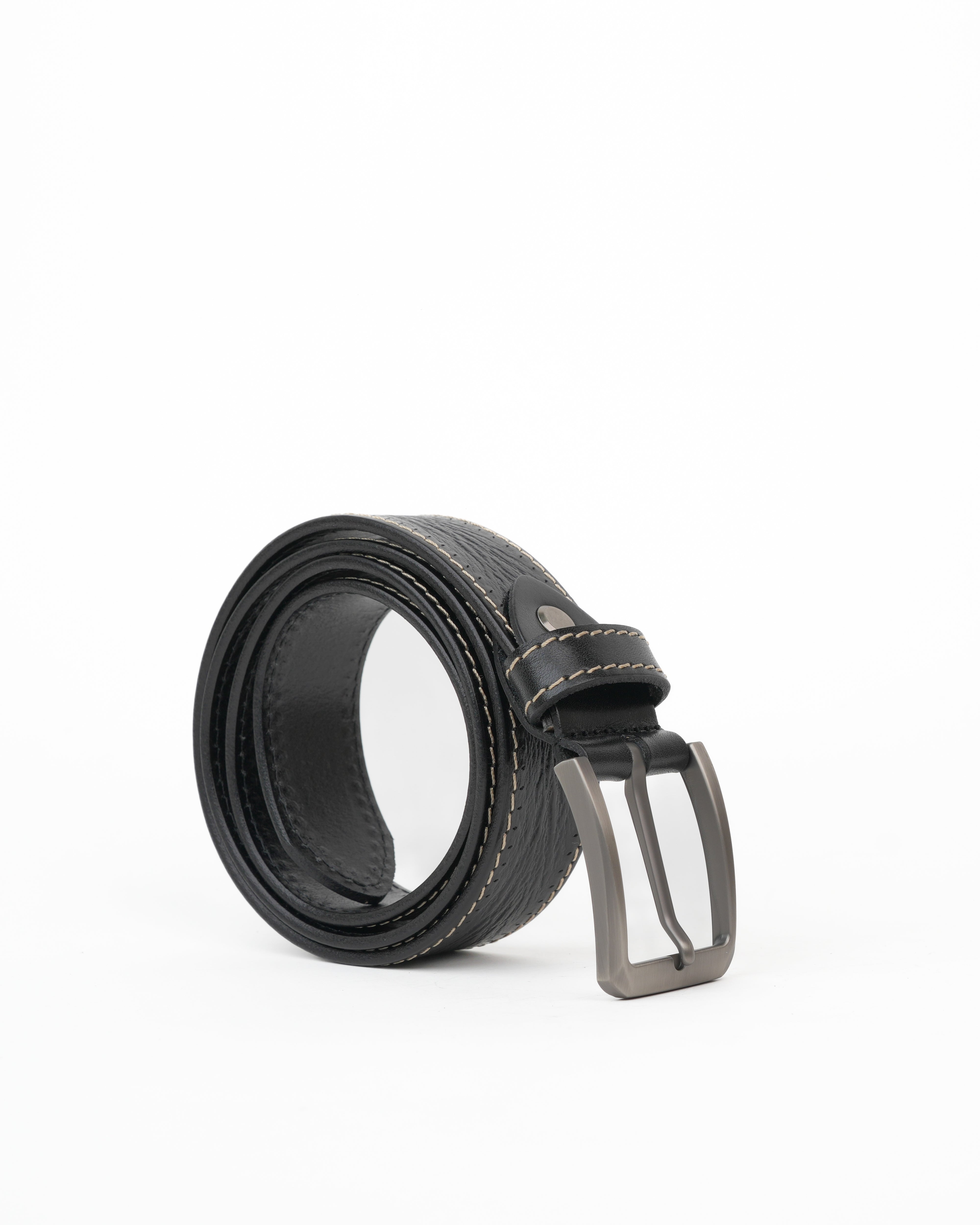 Cinturones de piel auténtica SHALAPI en color negro