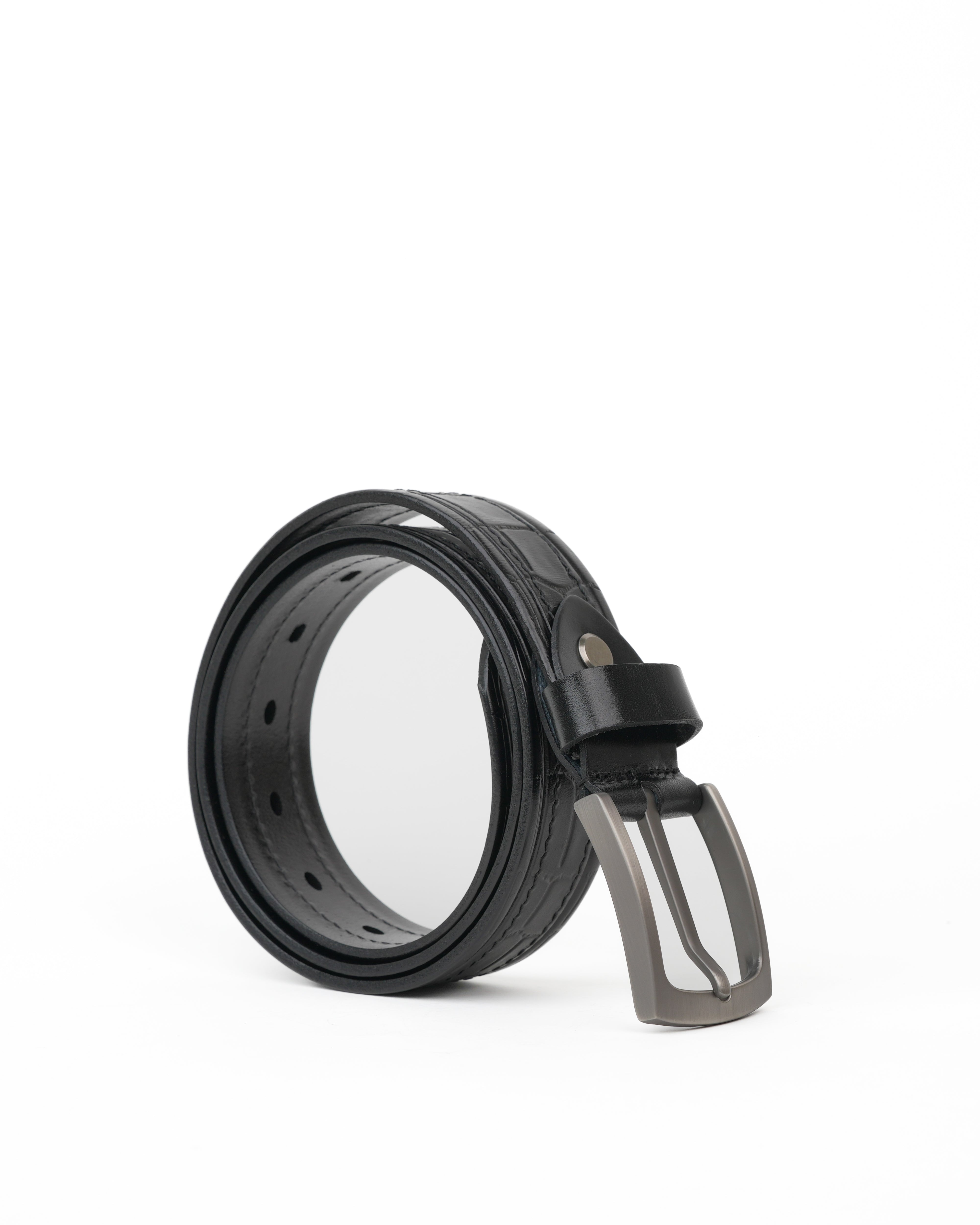 Cinturones de piel auténtica SHALAPI en color negro