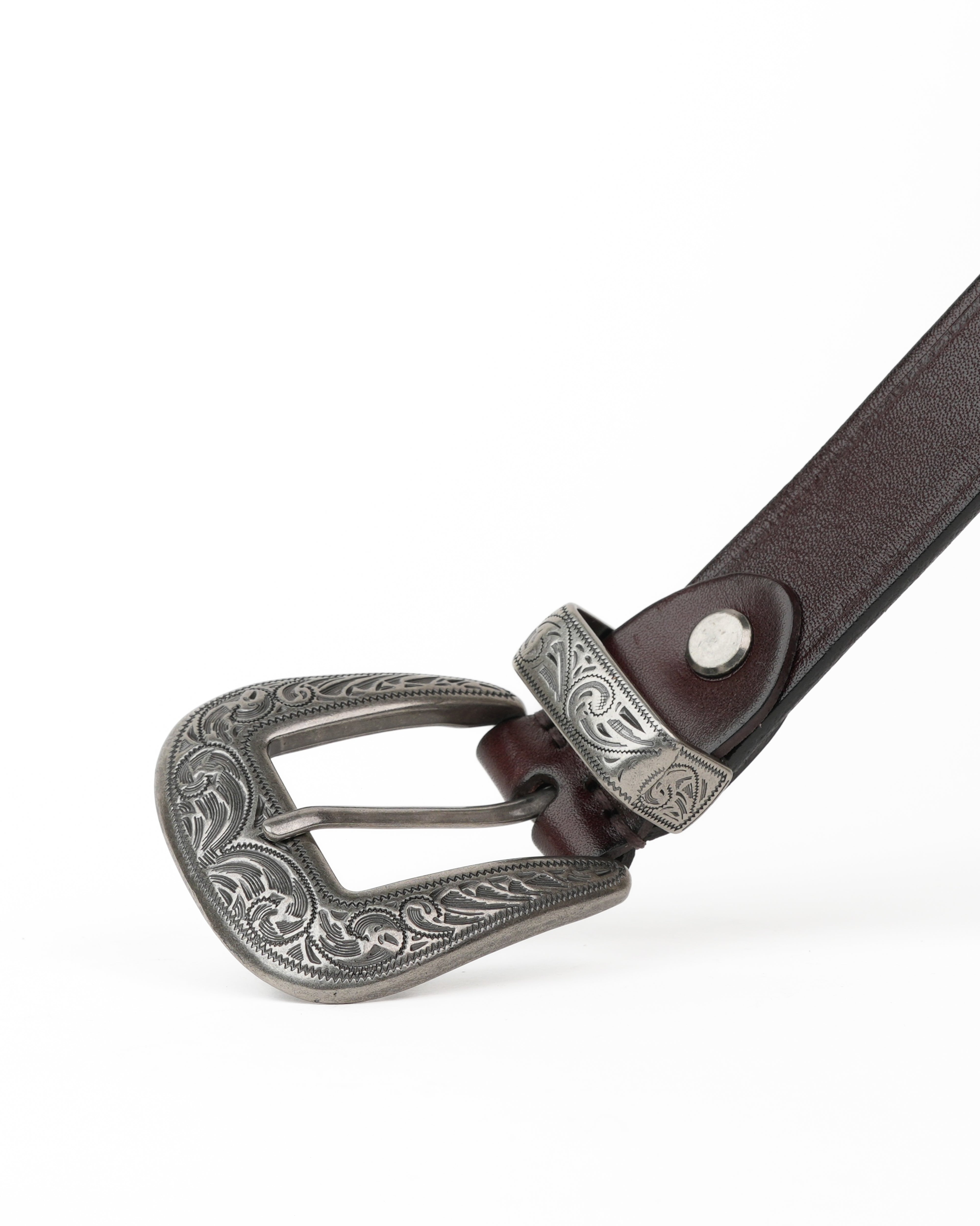 Cinturones de piel auténtica SHALAPI en color marrón oscuro