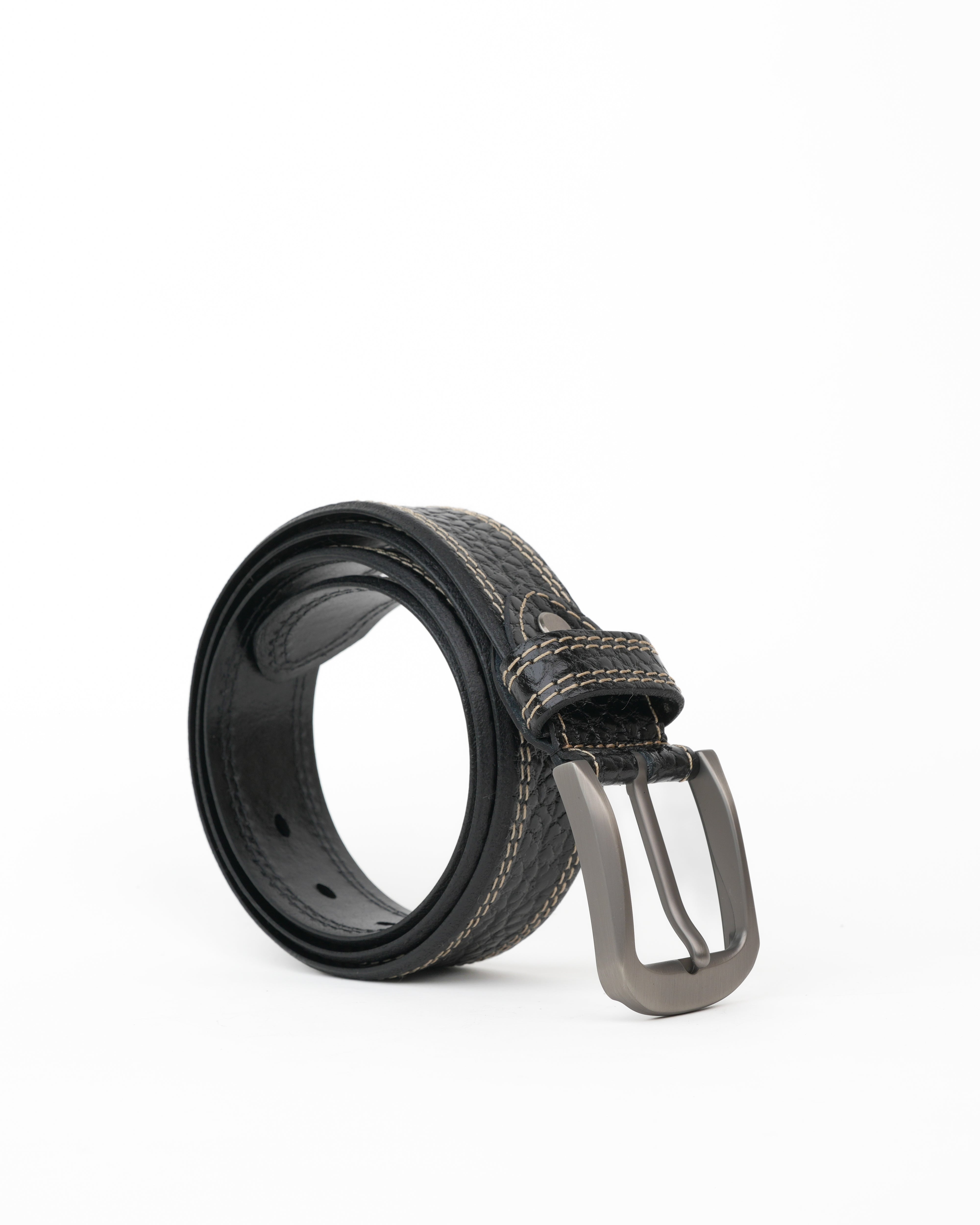 SHALAPI Cinturones de piel auténtica para jeans en color negro