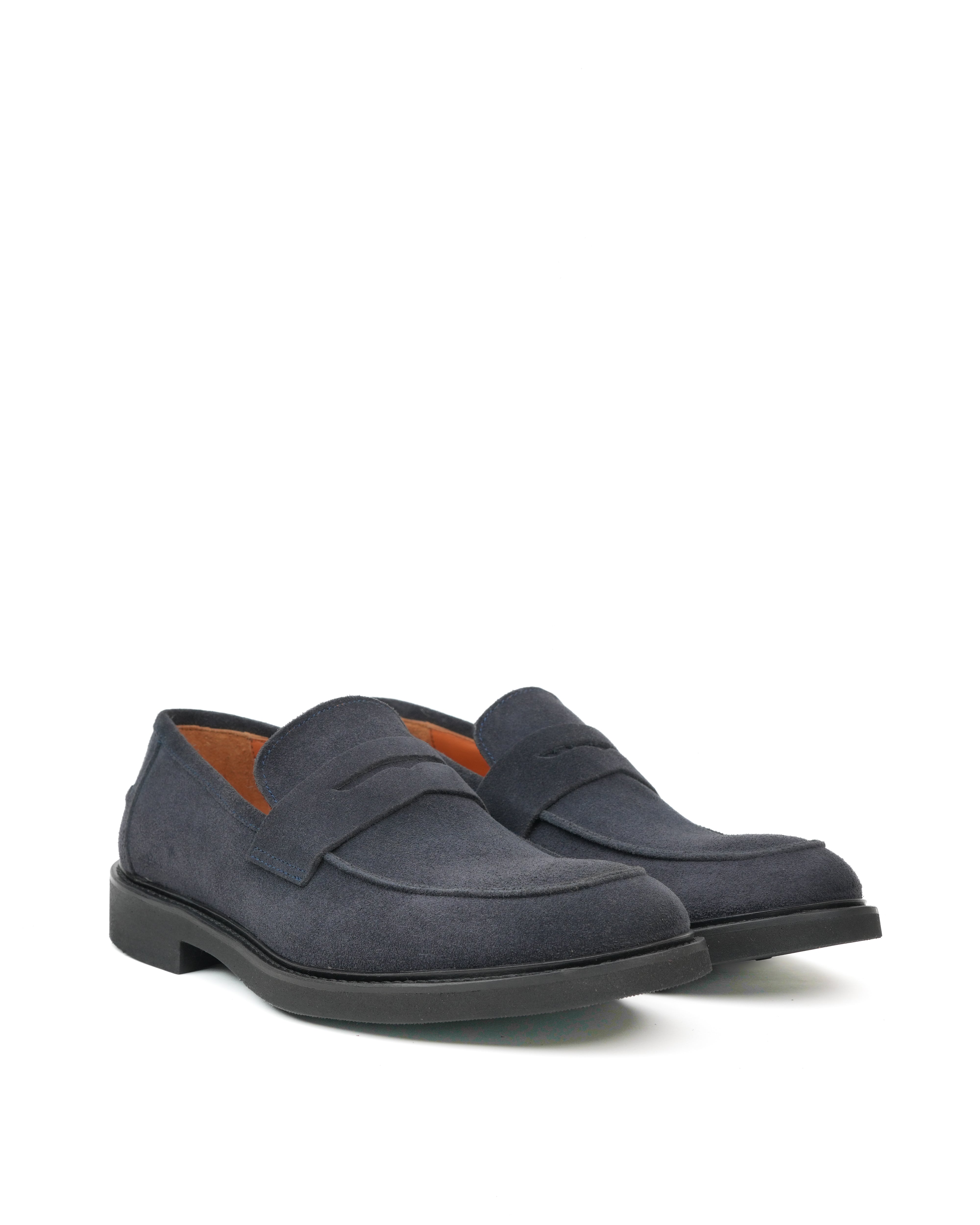 SHALAPI italian penny loafers for men in suede navy