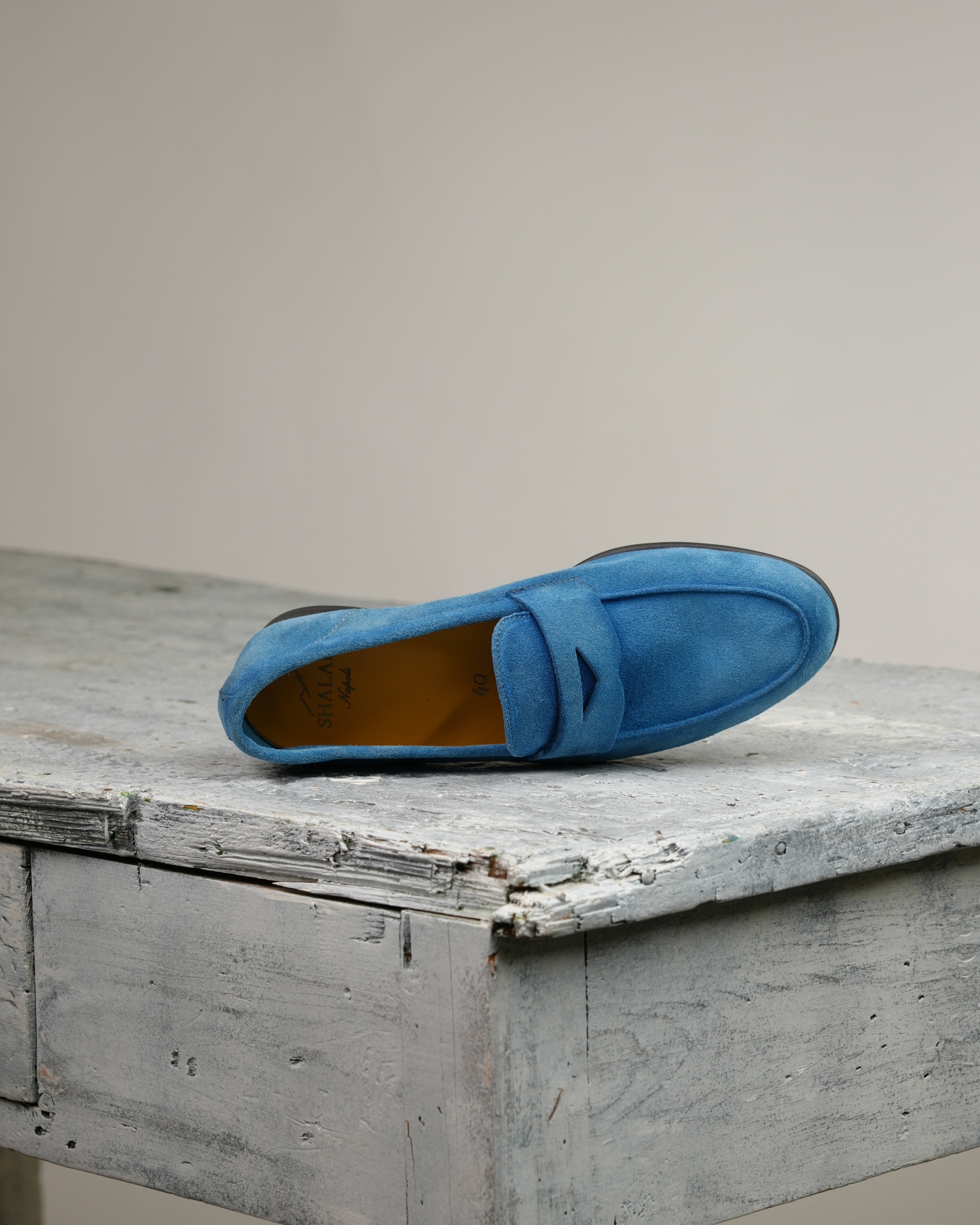Marechiaro penny loafers in suede light blue