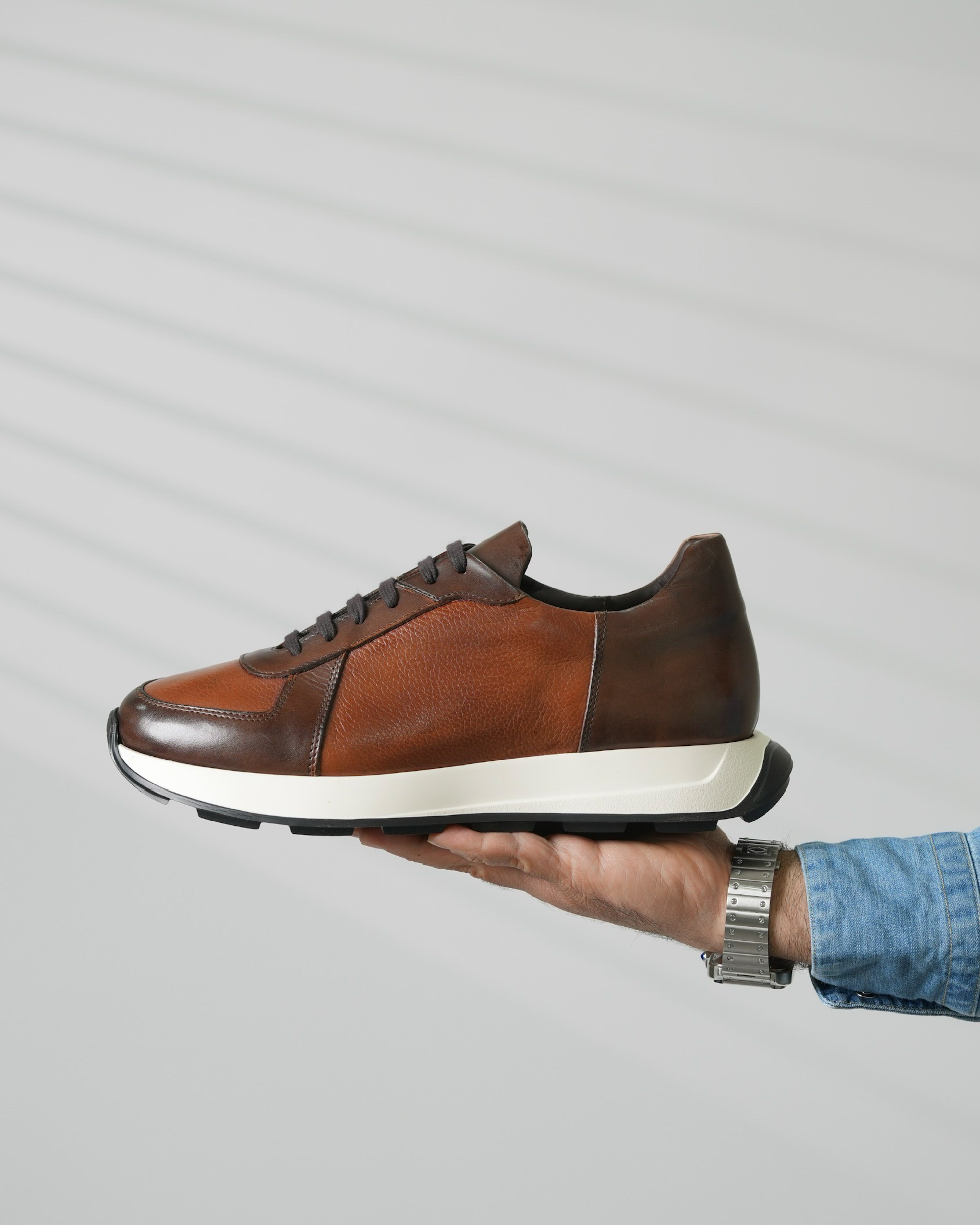 Zapatillas de lujo SHALAPI Milano 1.1 para hombre en color camel