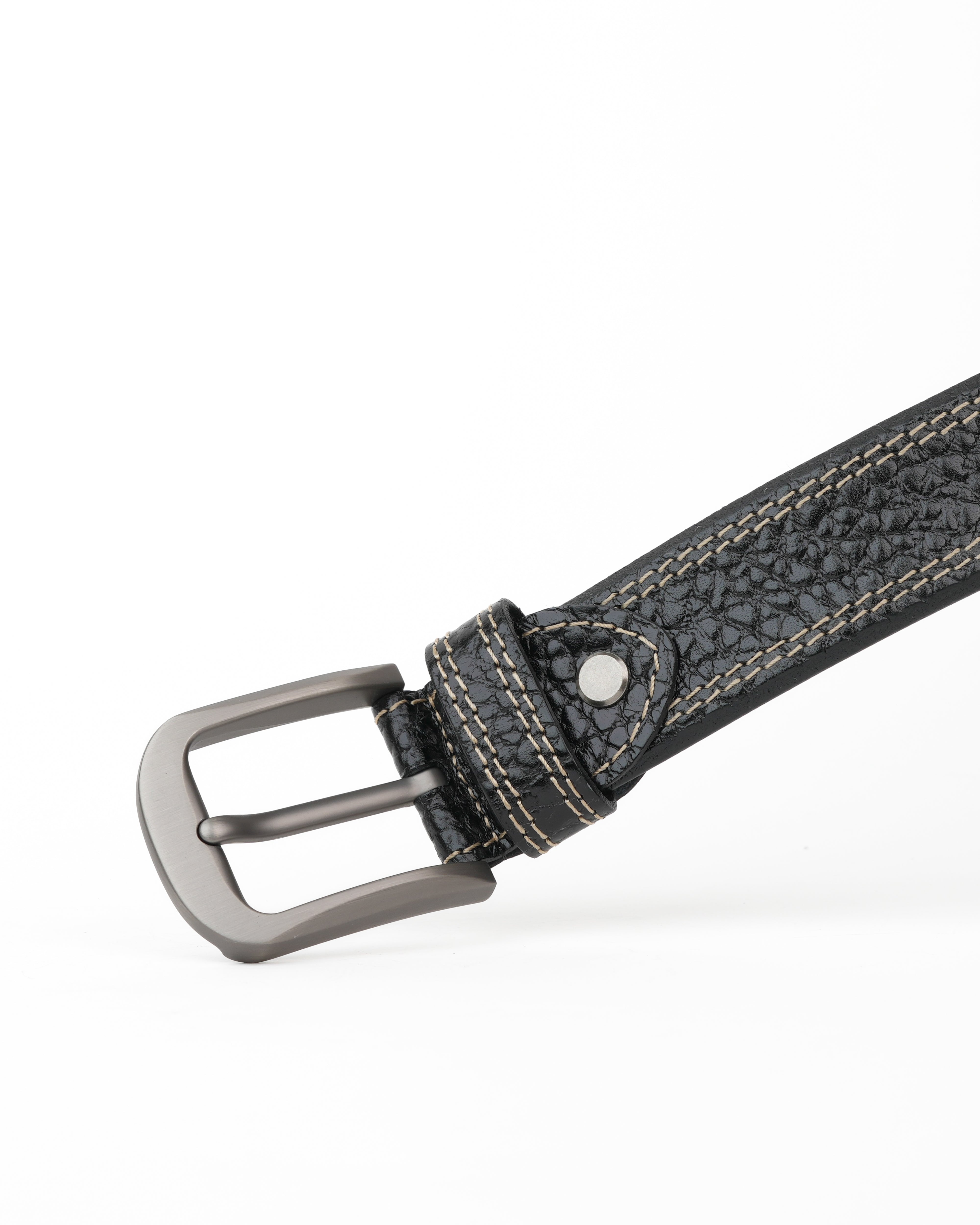 SHALAPI Cinturones de piel auténtica para jeans en color negro