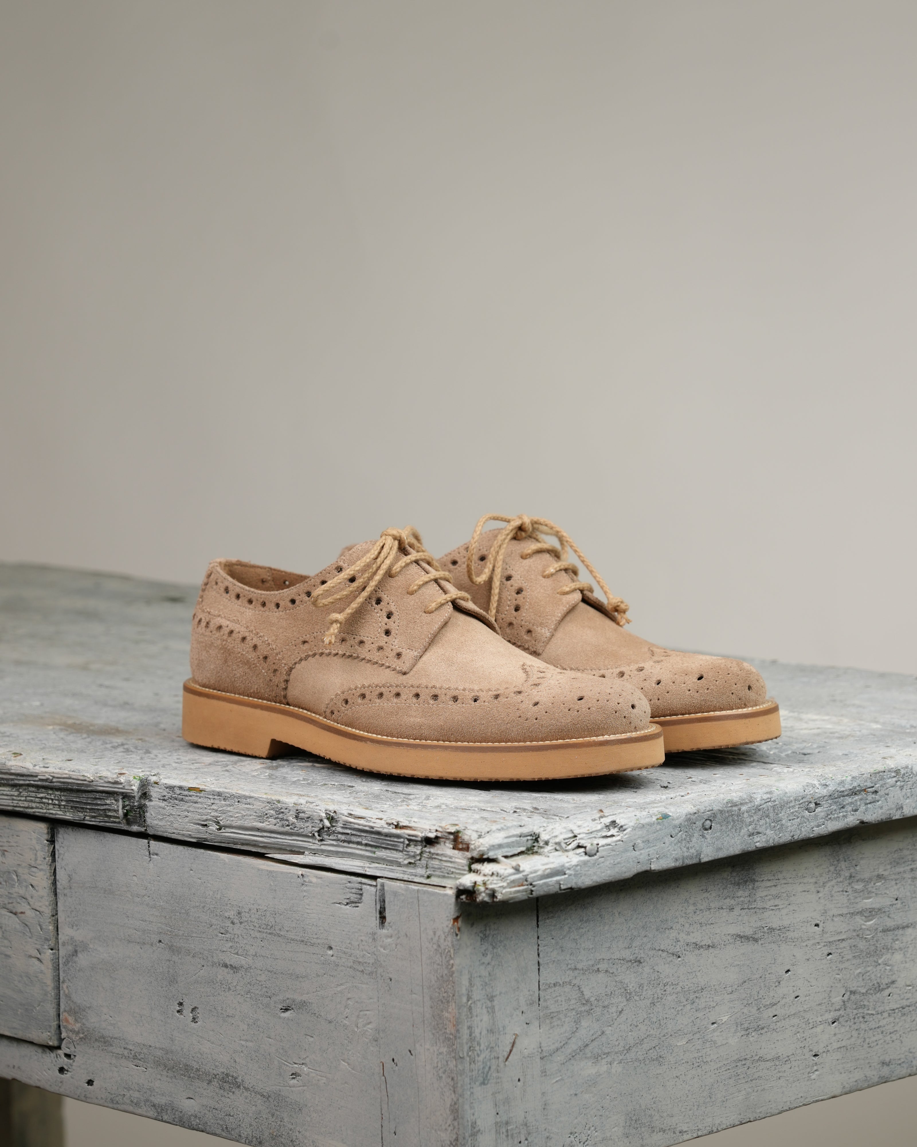 Ponente – Oxford brogue in Beige Suede