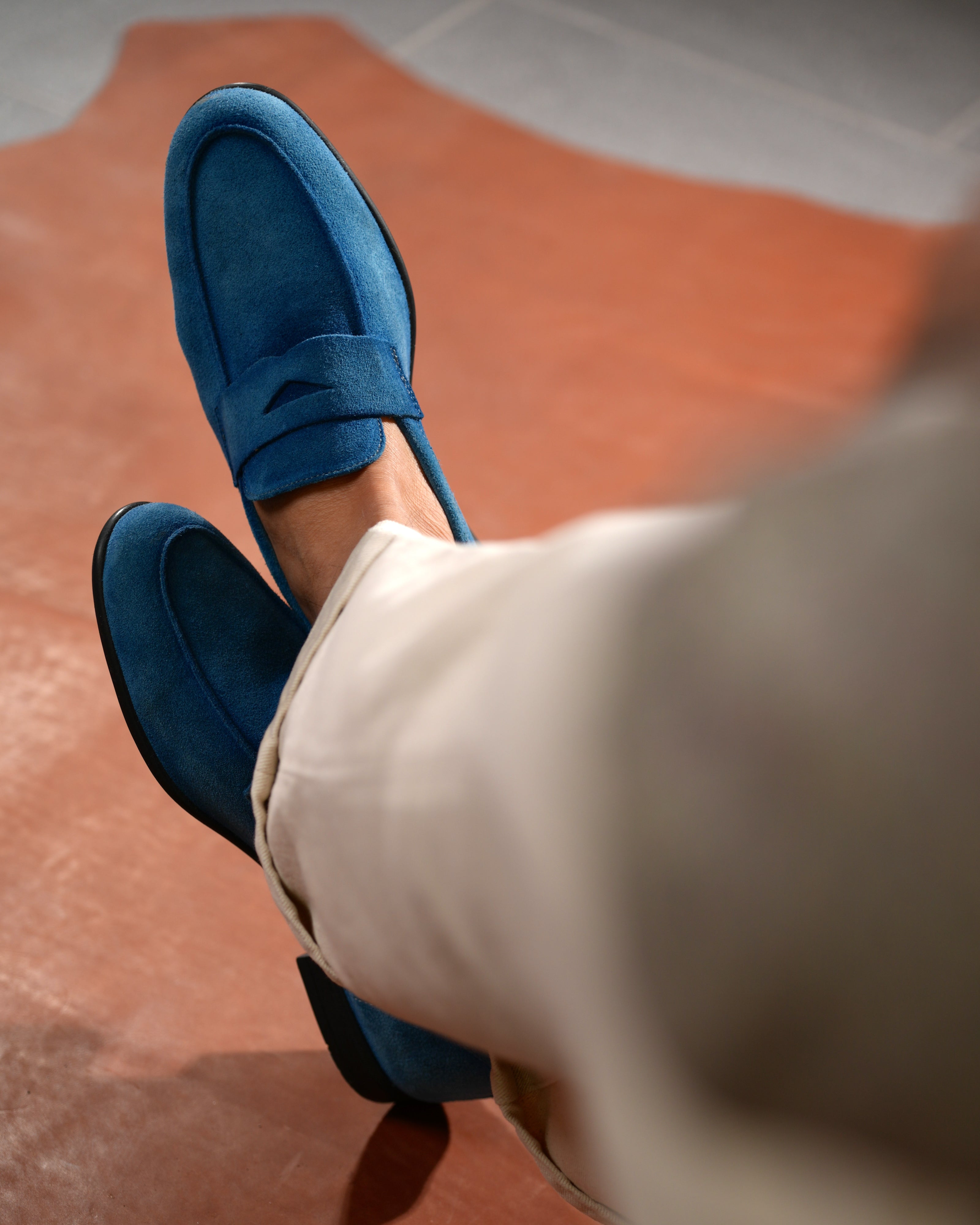 Marechiaro penny loafers in suede light blue