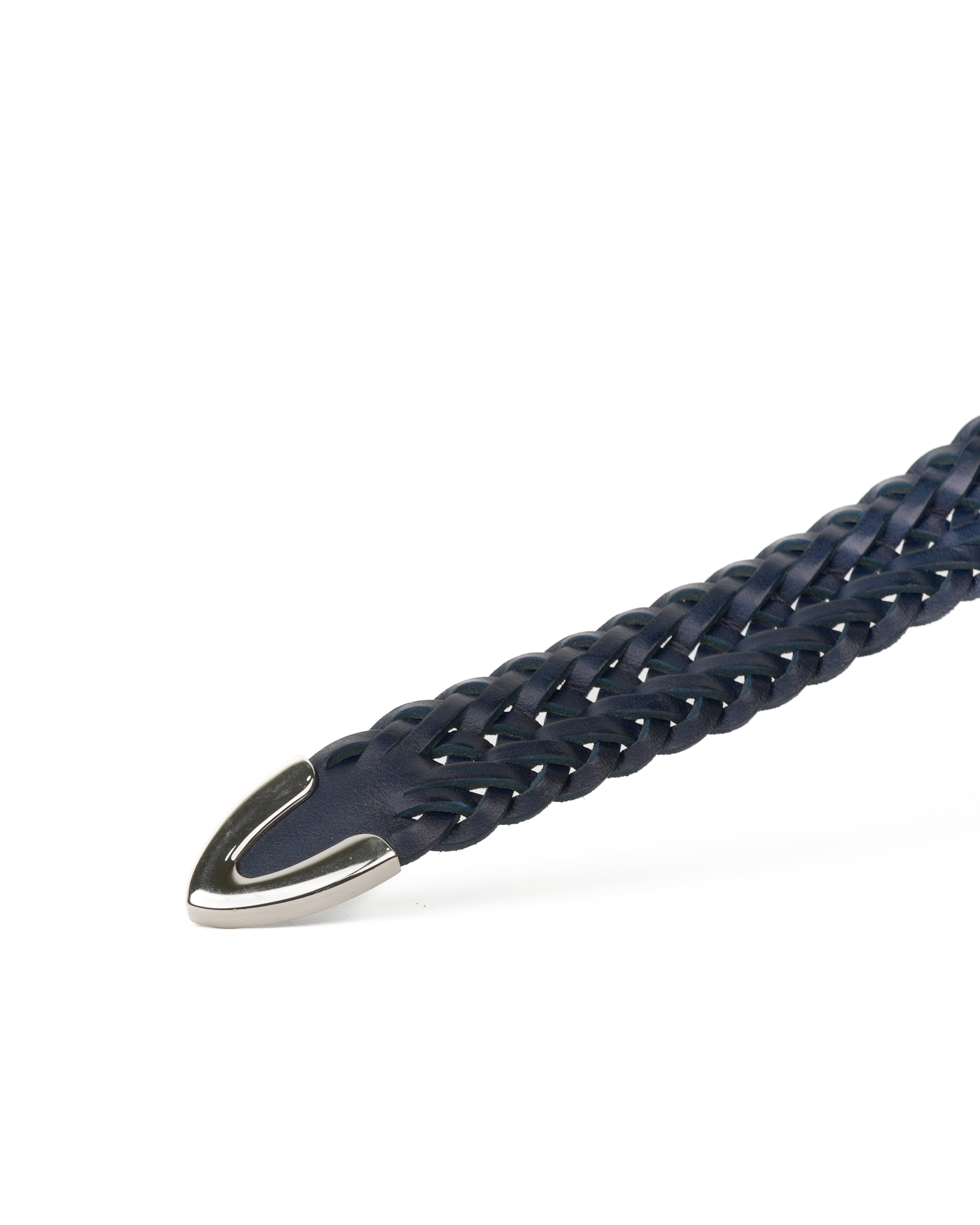 Cinturón de cuero trenzado azul marino hecho a mano – Shalapi Italia