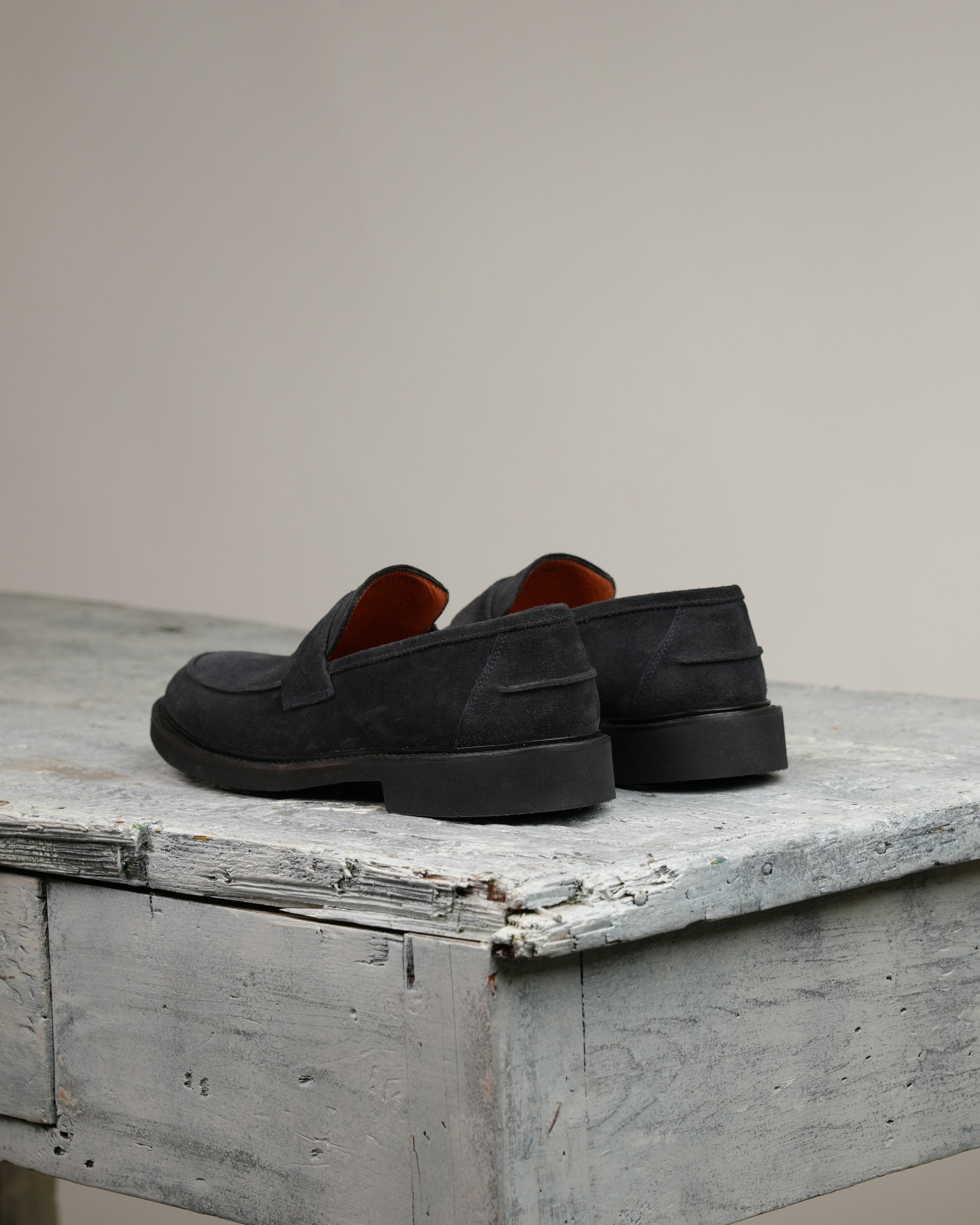 Mocasines italianos de hombre SHALAPI en ante azul marino
