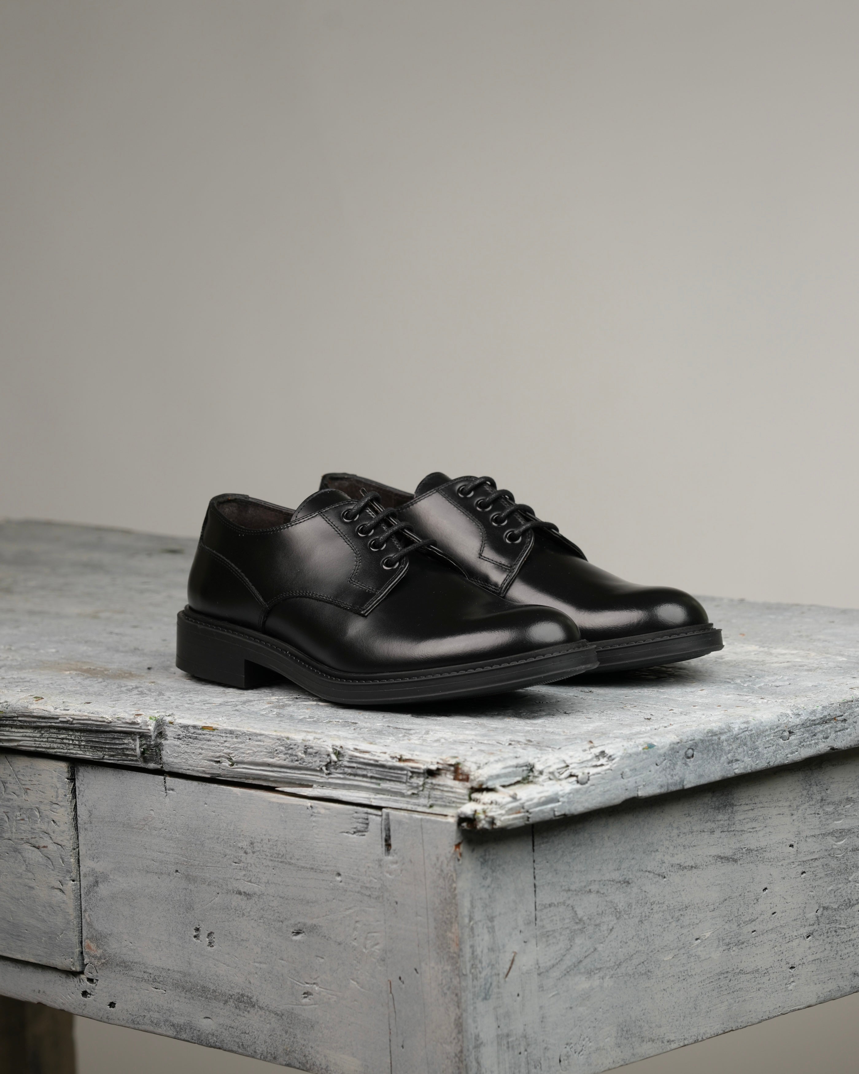 SHALAPI luxury LEO Derby shoes 1.1 in shiny Black