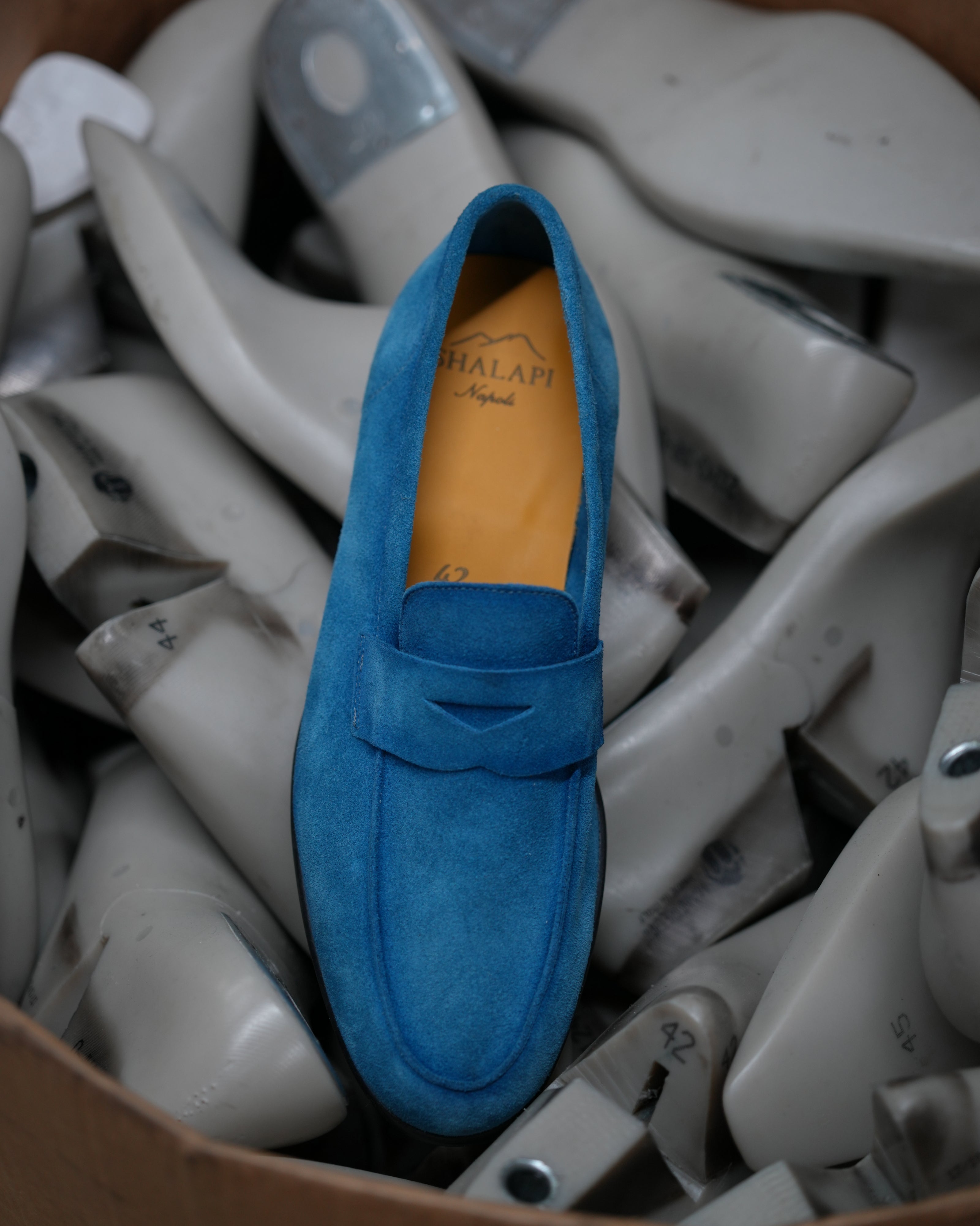 Marechiaro penny loafers in suede light blue