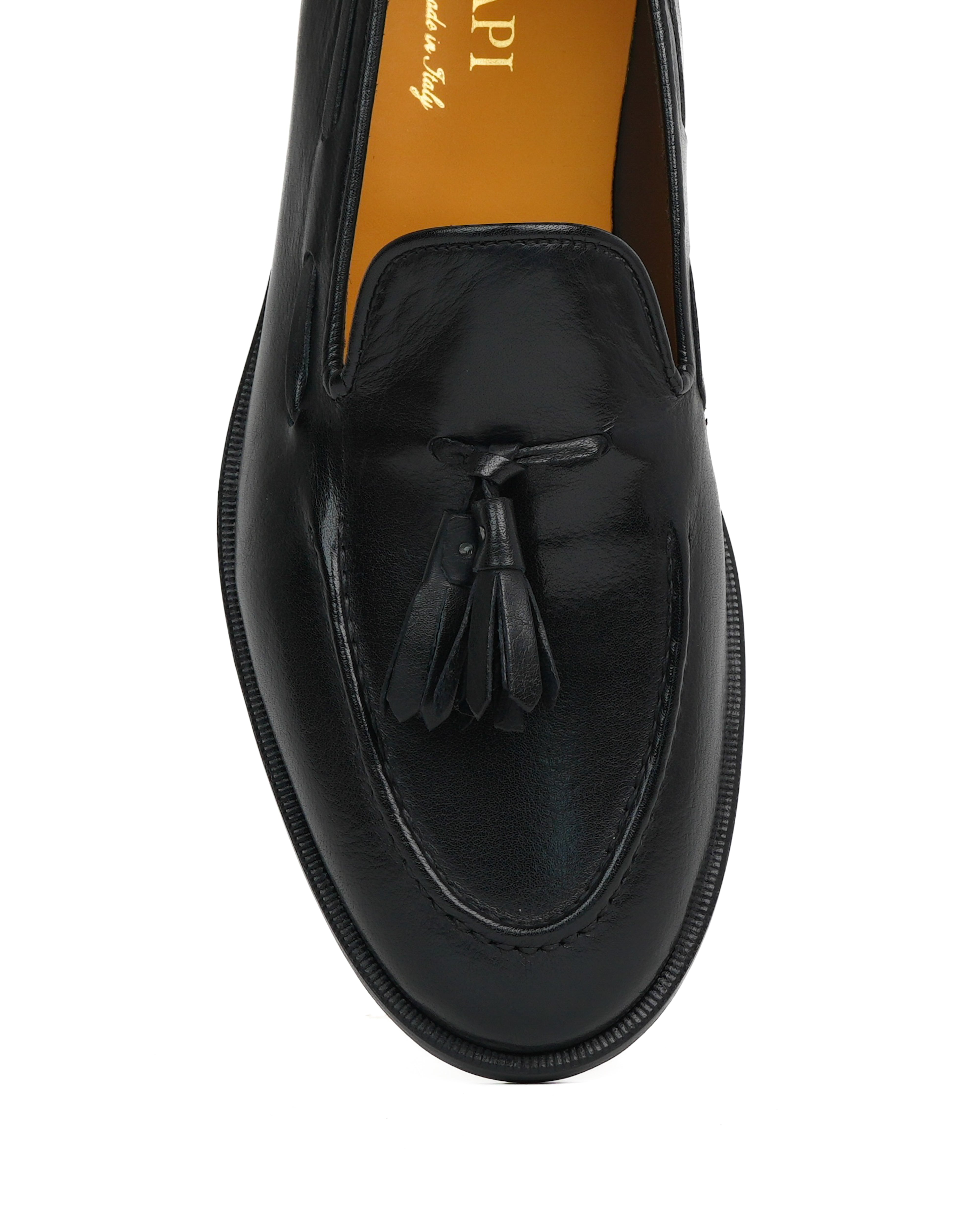 Mocasines con borlas SHALAPI Bari 1.1 para hombre en piel de búfalo en color negro 